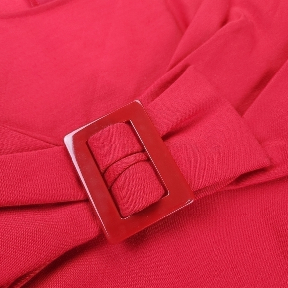 See By Chloe Anthropologie Thick Red Pleated Stretch Scoop Neck Dress Sz… - Picture 4 of 14